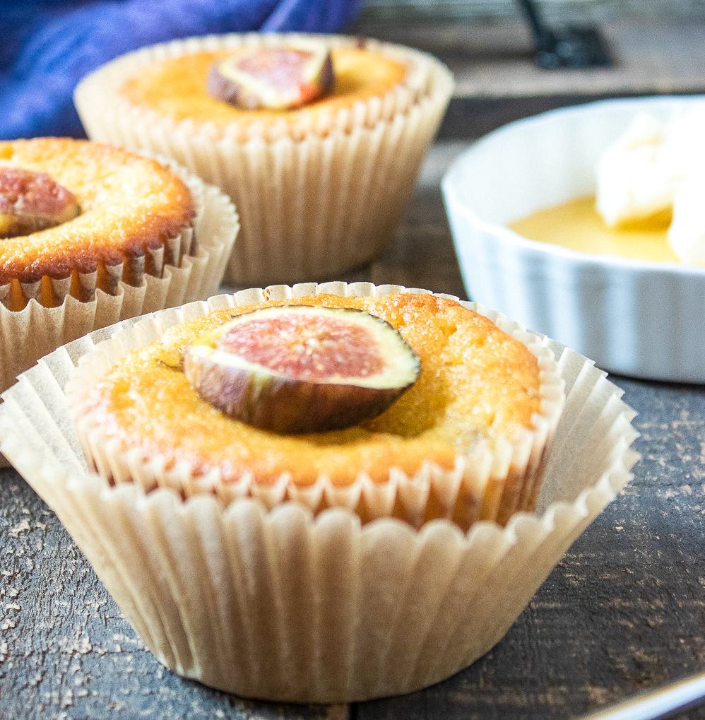 lemon and fig cupcakes on a table